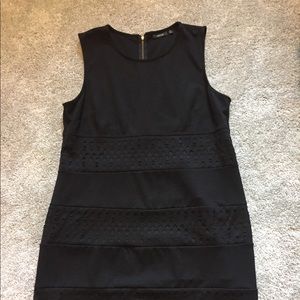 Black shift dress geometric cutouts